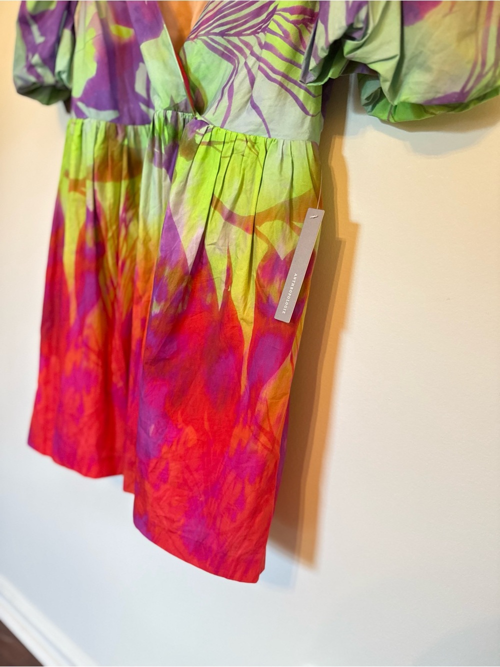 Anthropologie Plenty by Tracy Reese • NWT Puff-Sleeve Surplice Dress Size M - Picture 8 of 10
